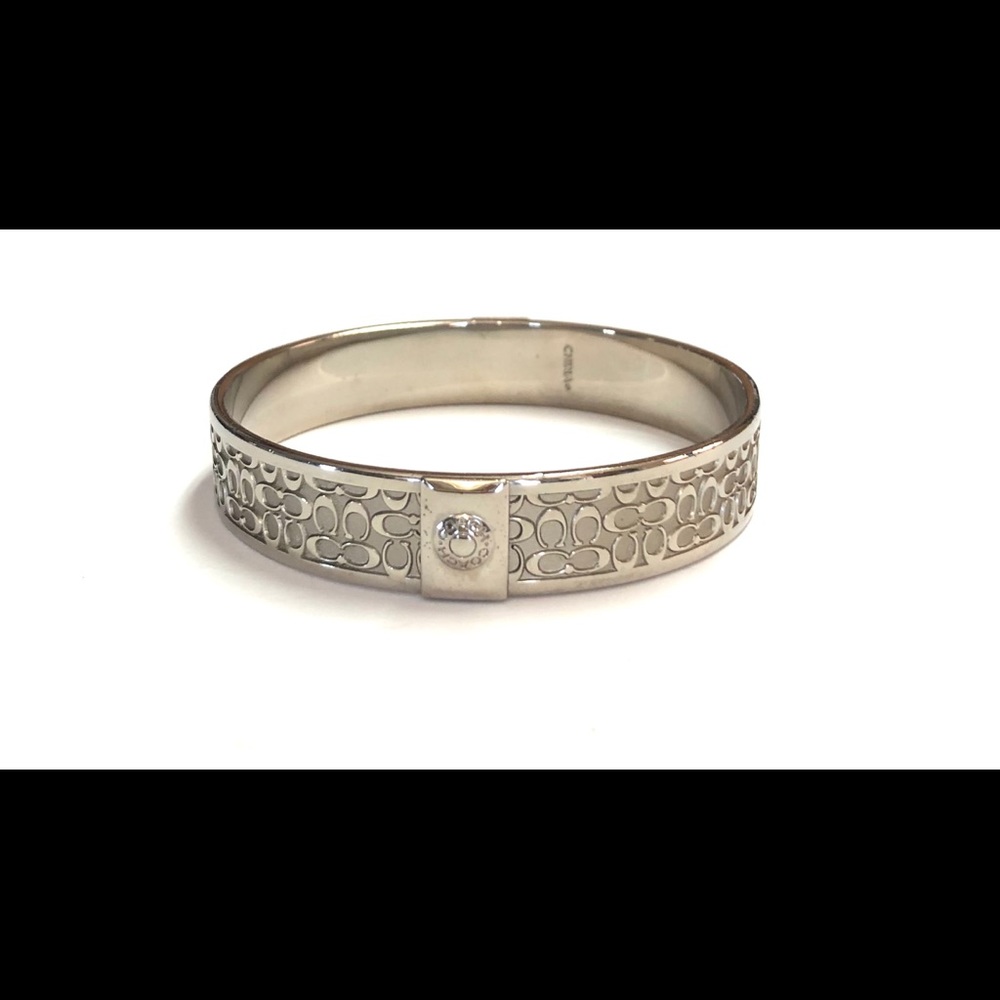 Coach Pattern Silver Tone Bangle Bracelet - image 2